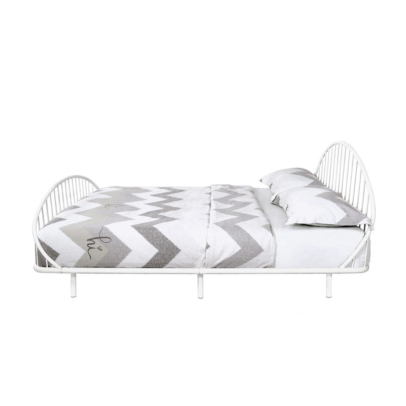 Curved Metal Bed Frame with Arched Headboard — No Box Spring Needed