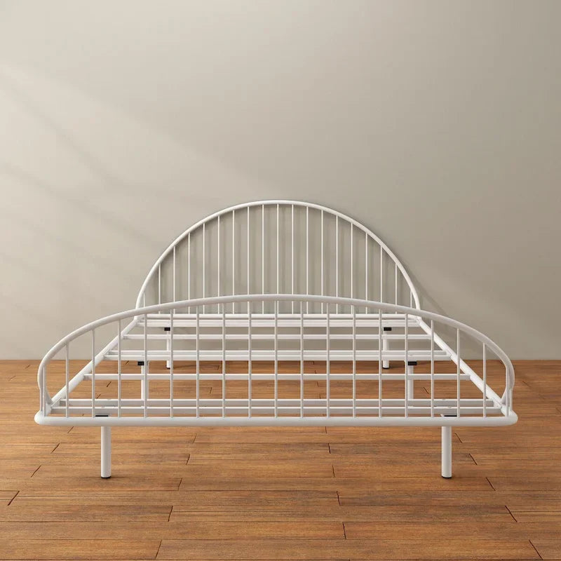 Curved Metal Bed Frame with Arched Headboard — No Box Spring Needed