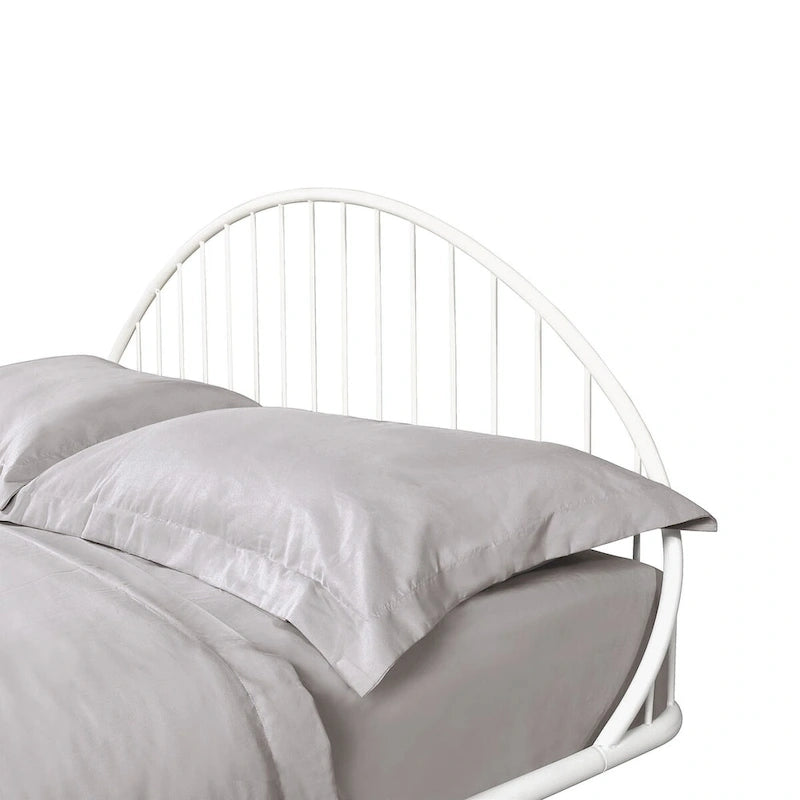 Curved Metal Bed Frame with Arched Headboard — No Box Spring Needed