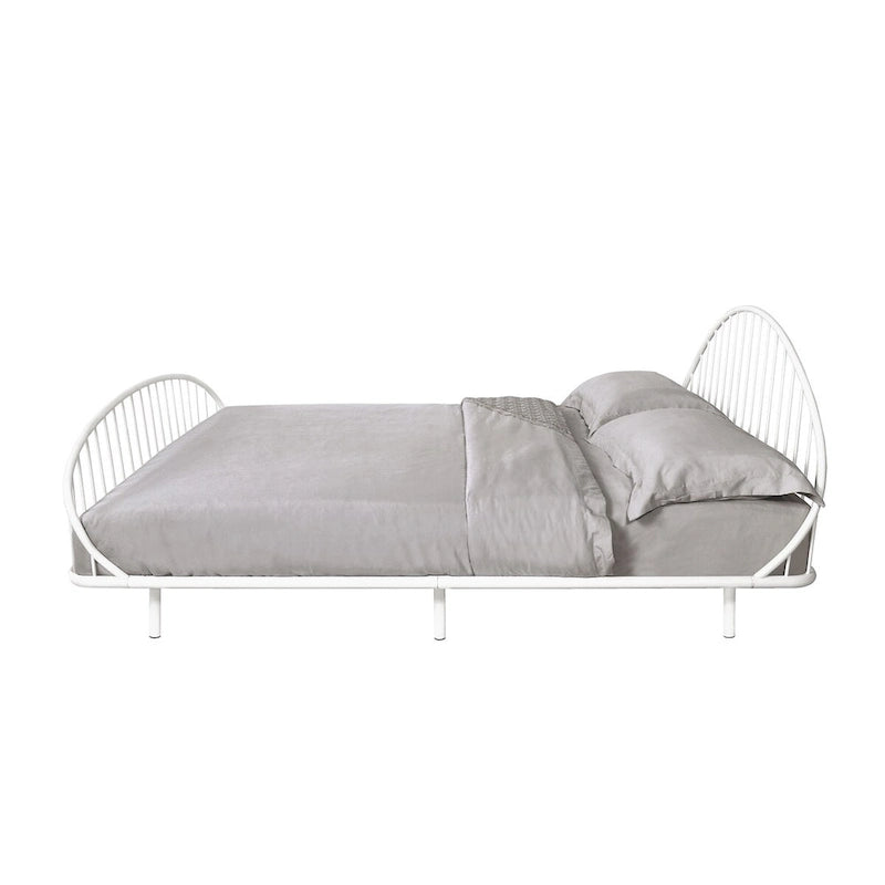 Curved Metal Bed Frame with Arched Headboard — No Box Spring Needed