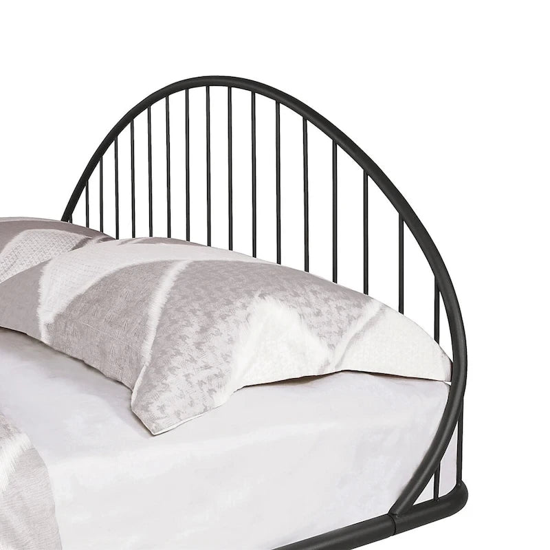 Curved Metal Bed Frame with Arched Headboard — No Box Spring Needed