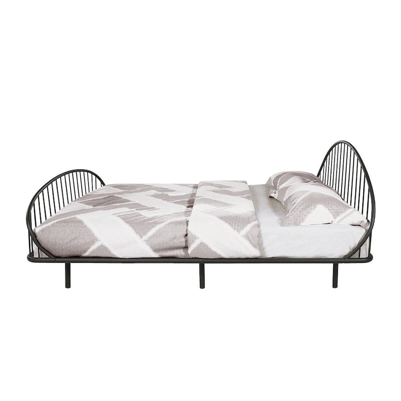Curved Metal Bed Frame with Arched Headboard — No Box Spring Needed
