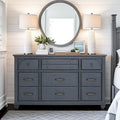 9-Drawer Solid Wood Dresser with Soft-Close Drawers — Corduroy Blue