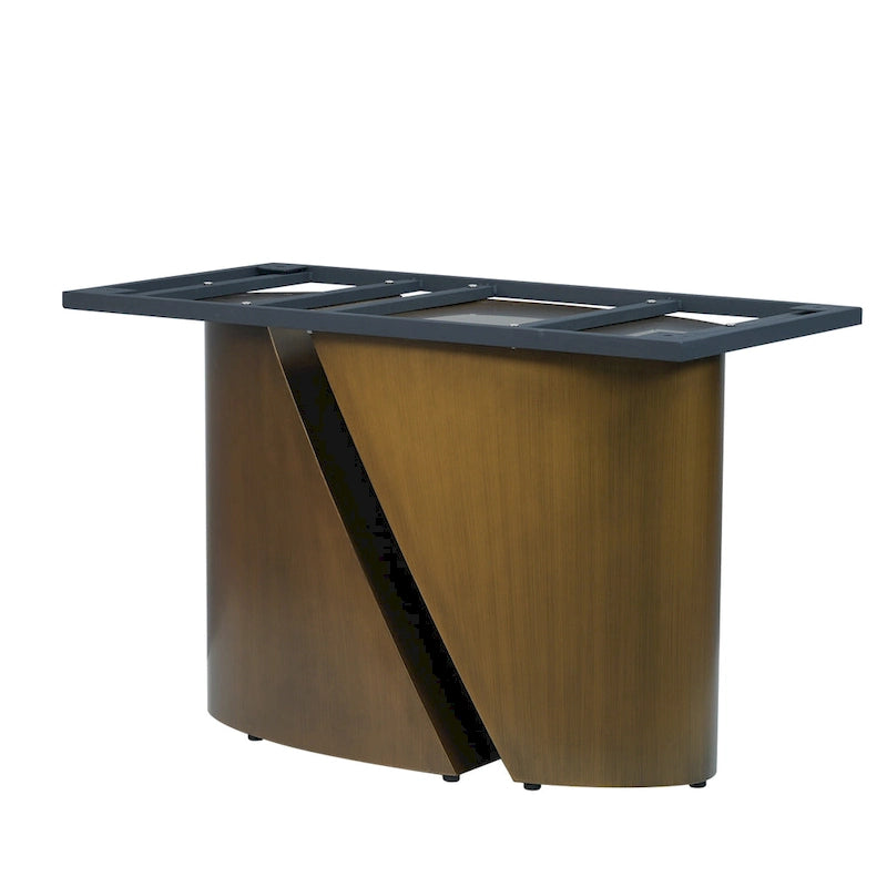 Modern Sintered Stone Dining Table with Gold Metal Legs