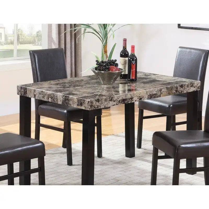 48" Rectangular Faux Marble Dining Table with Espresso Legs — Seats 4