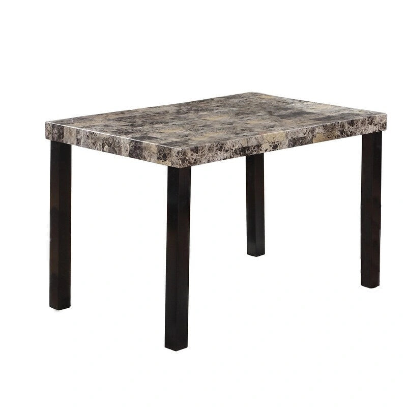 48" Rectangular Faux Marble Dining Table with Espresso Legs — Seats 4