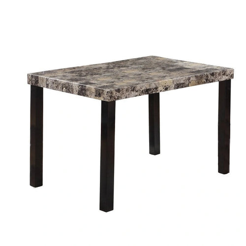 Table à manger rectangulaire en faux marbre de 122 cm avec pieds expresso — 4 places