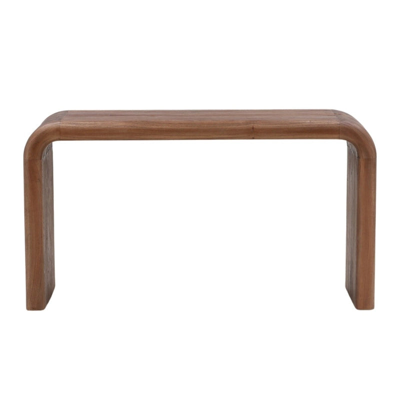 55" Wide Solid Wood Writing Desk — Minimalist Home Office Desk in Medium Brown