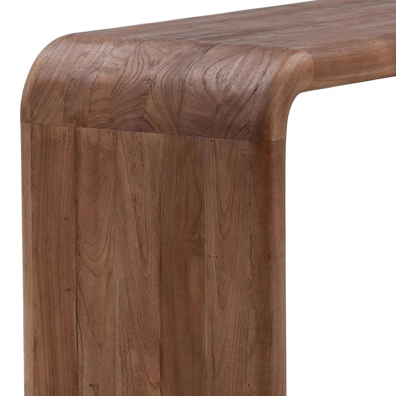 55" Wide Solid Wood Writing Desk — Minimalist Home Office Desk in Medium Brown