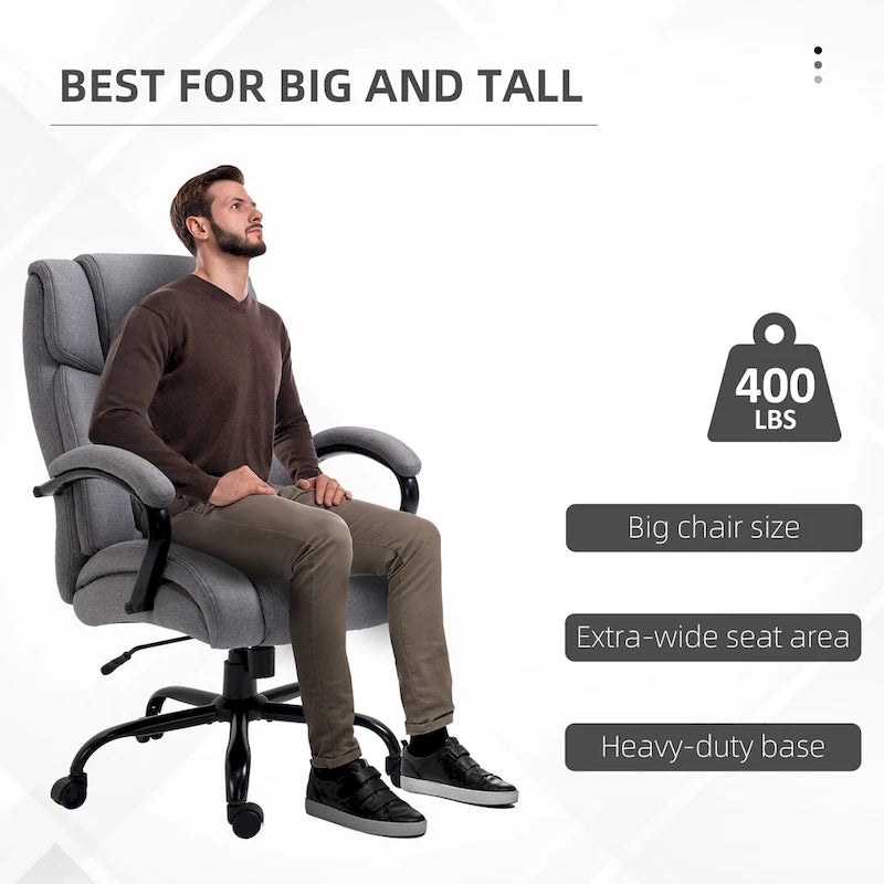 High Back Executive Office Chair — Extra-Wide Seat, 485 lbs Capacity, Adjustable Height