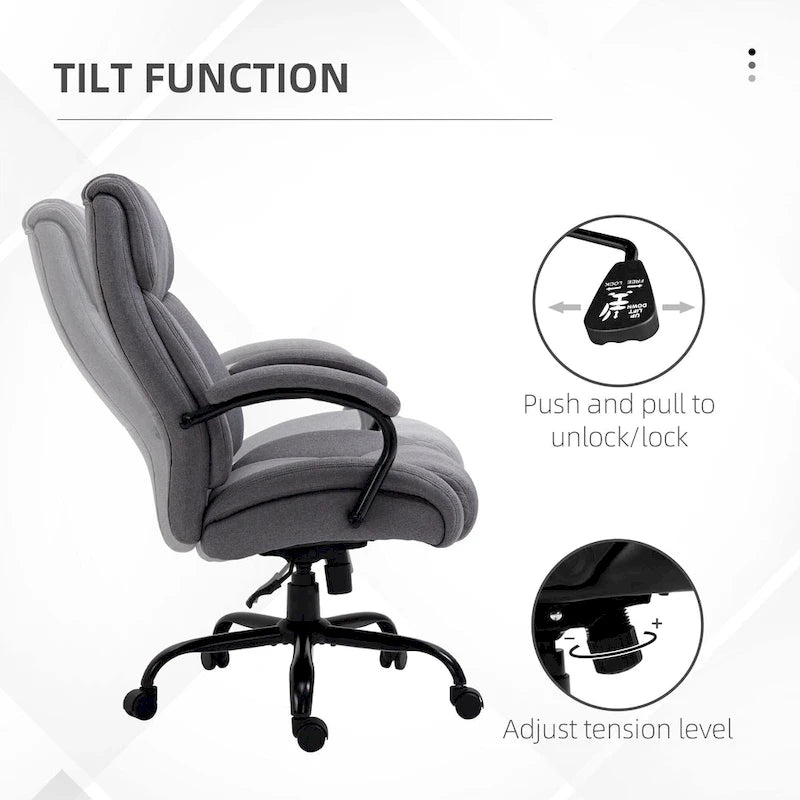 High Back Executive Office Chair — Extra-Wide Seat, 485 lbs Capacity, Adjustable Height