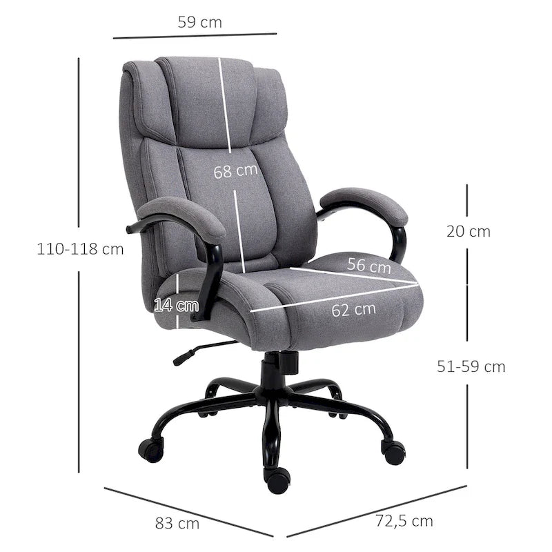 High Back Executive Office Chair — Extra-Wide Seat, 485 lbs Capacity, Adjustable Height