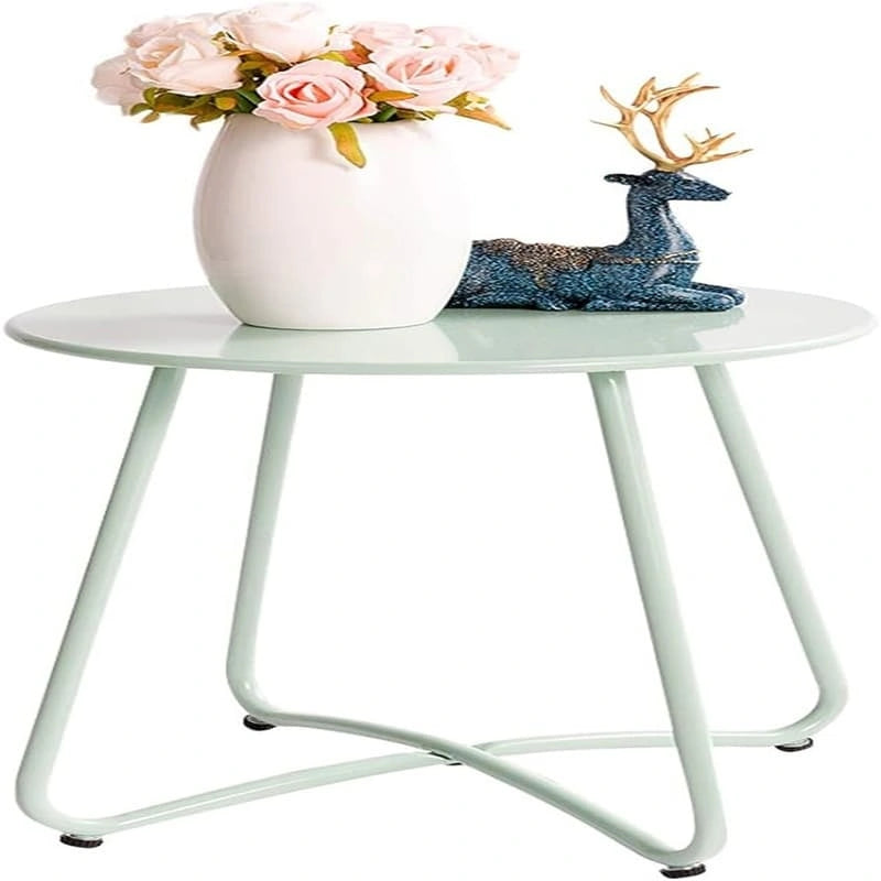 Round Metal Side Table — Indoor & Outdoor Snack & Accent Table, Weather-Resistant