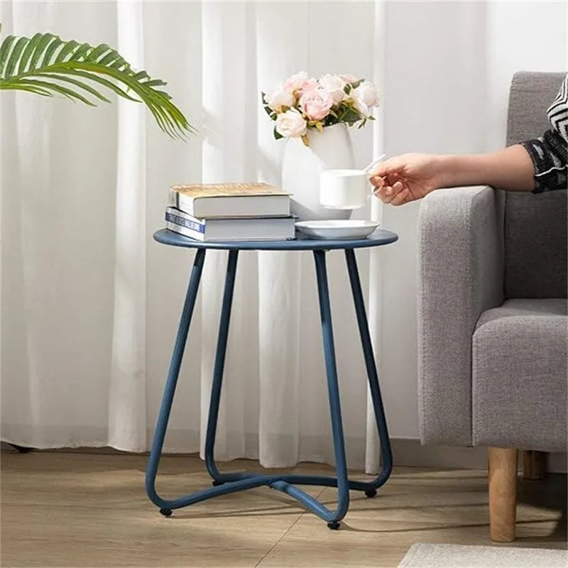 Round Metal Side Table — Indoor & Outdoor Snack & Accent Table, Weather-Resistant