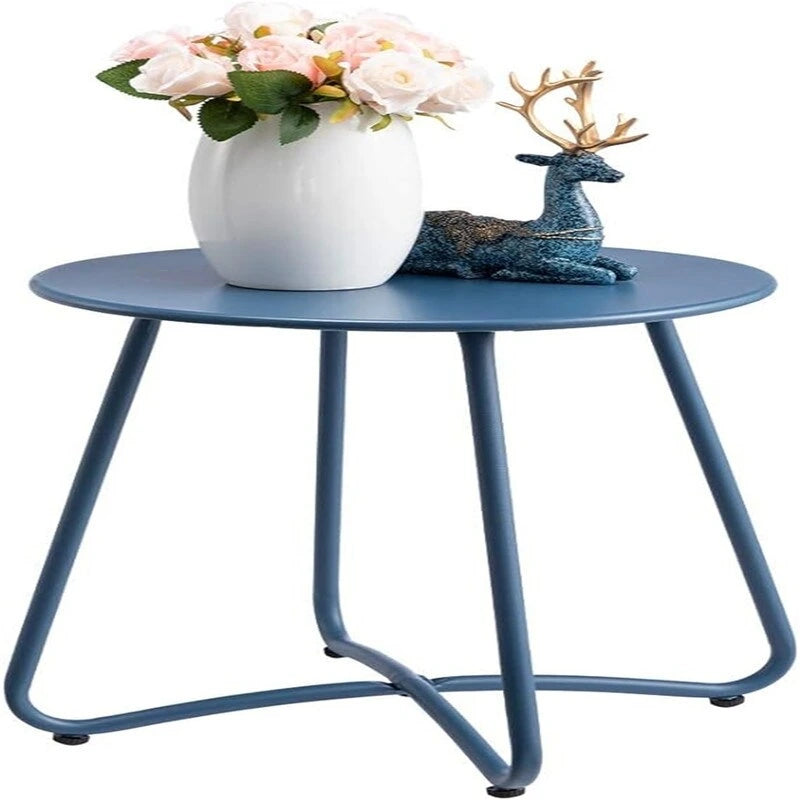 Round Metal Side Table — Indoor & Outdoor Snack & Accent Table, Weather-Resistant
