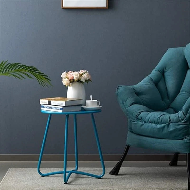 Round Metal Side Table — Indoor & Outdoor Snack & Accent Table, Weather-Resistant