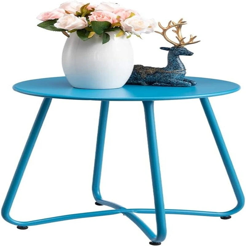 Round Metal Side Table — Indoor & Outdoor Snack & Accent Table, Weather-Resistant