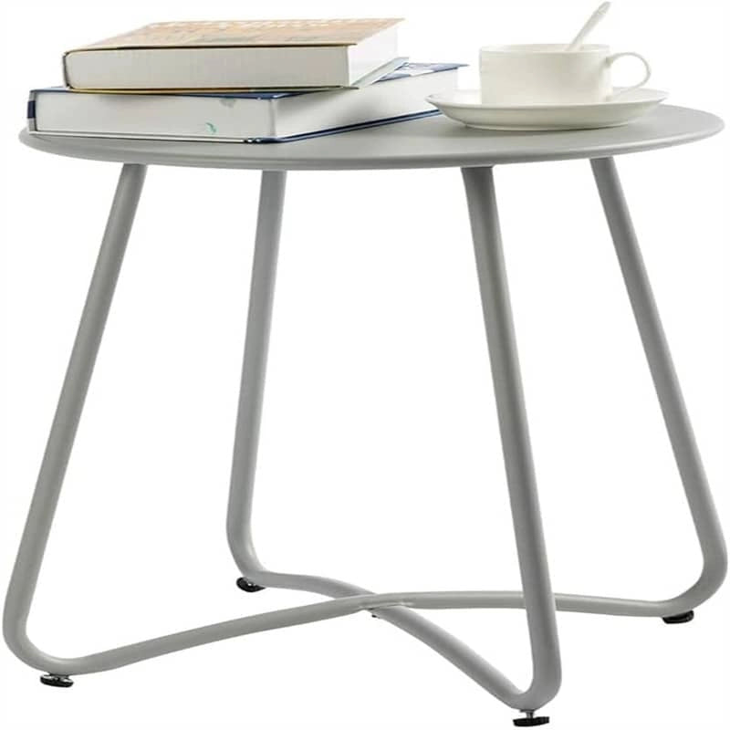 Round Metal Side Table — Indoor & Outdoor Snack & Accent Table, Weather-Resistant