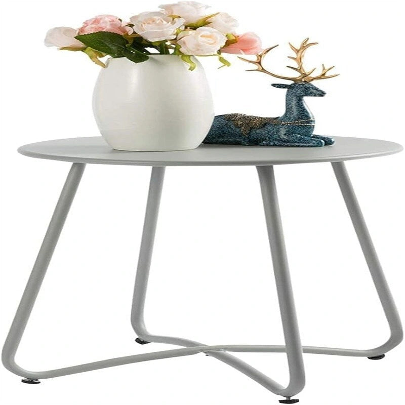 Round Metal Side Table — Indoor & Outdoor Snack & Accent Table, Weather-Resistant