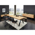 Wavy Edge Industrial Dining Table – Wild Oak Veneer & Birch Top with Black Powder-Coated Steel Legs