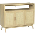 Boho Rattan 3-Door Sideboard Buffet Cabinet – Natural Wood Tone