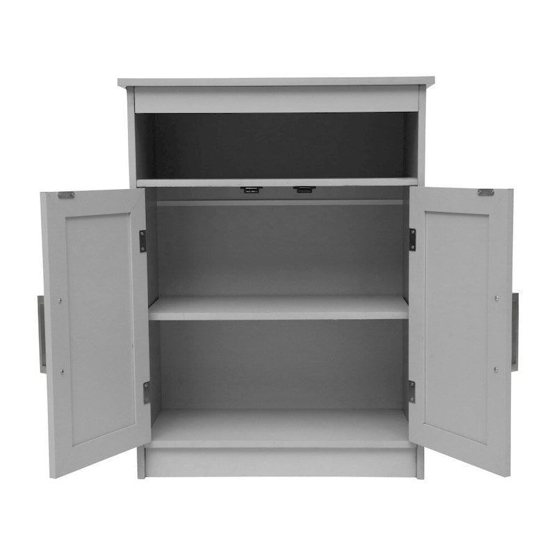Modern Freestanding Bathroom Storage Cabinet – Magnetic Doors, Open Display Shelf & Adjustable Shelving