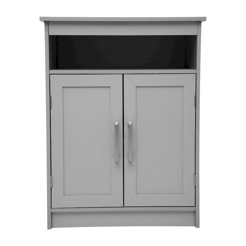 Modern Freestanding Bathroom Storage Cabinet – Magnetic Doors, Open Display Shelf & Adjustable Shelving