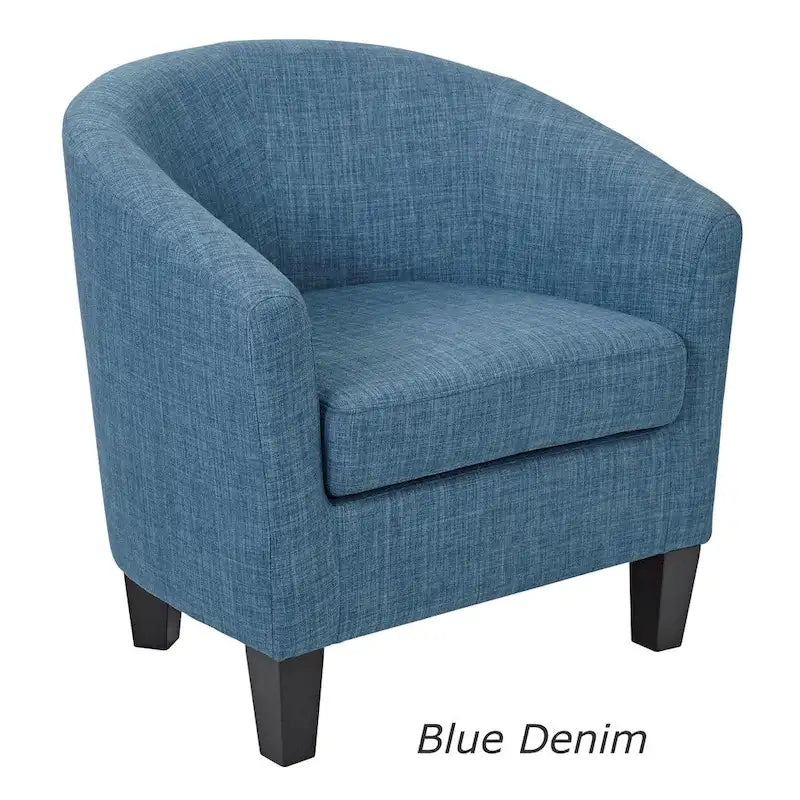 Mid-Century Tub Chair with Solid Wood Espresso Legs — Linen & Denim