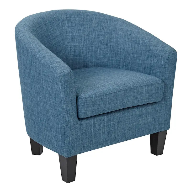 Mid-Century Tub Chair with Solid Wood Espresso Legs — Linen & Denim