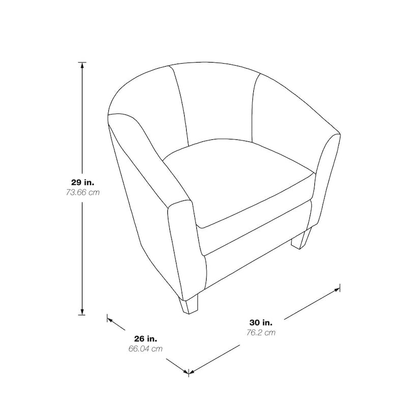 Mid-Century Tub Chair with Solid Wood Espresso Legs — Linen & Denim
