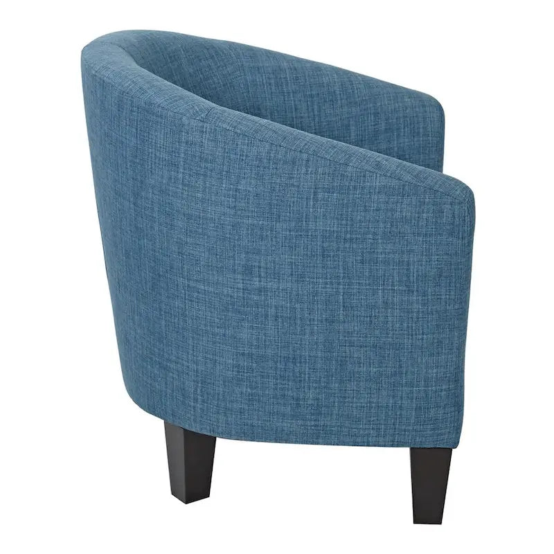 Mid-Century Tub Chair with Solid Wood Espresso Legs — Linen & Denim
