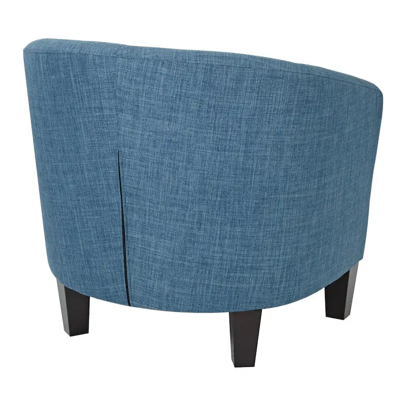 Mid-Century Tub Chair with Solid Wood Espresso Legs — Linen & Denim