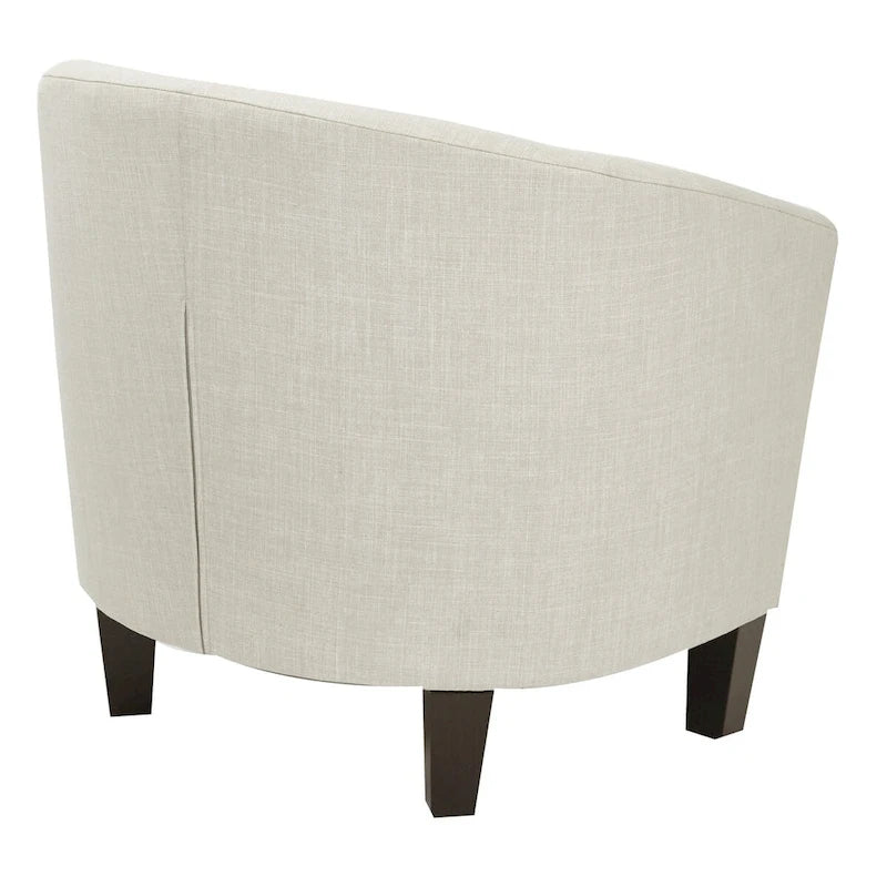 Mid-Century Tub Chair with Solid Wood Espresso Legs — Linen & Denim